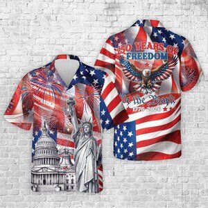 America 250th Anniversary Hawaiian Shirt, 250 Years Of Freedom Button Shirt